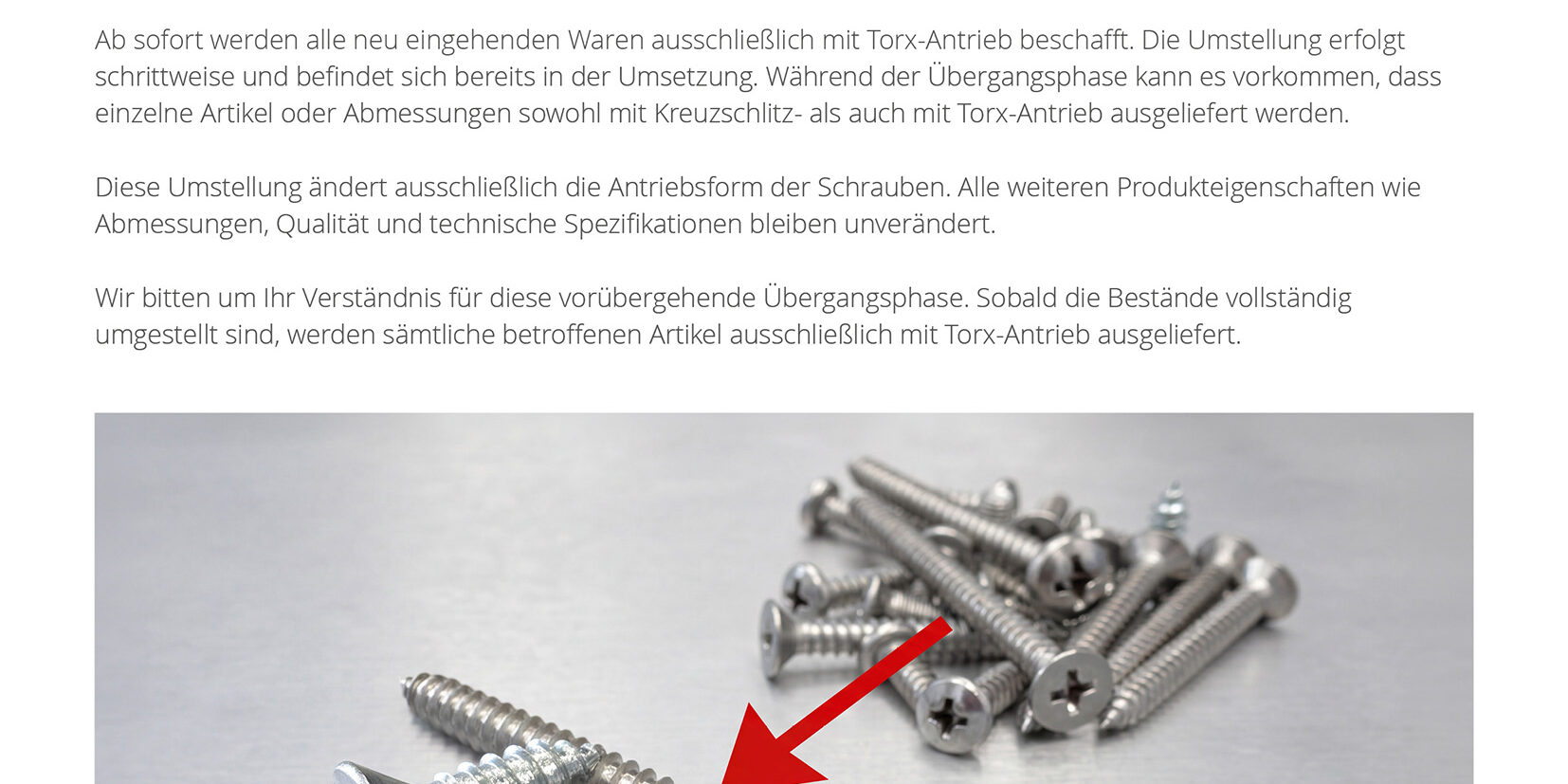 Kundeninfo_Umstellung Schraubenantrieb
